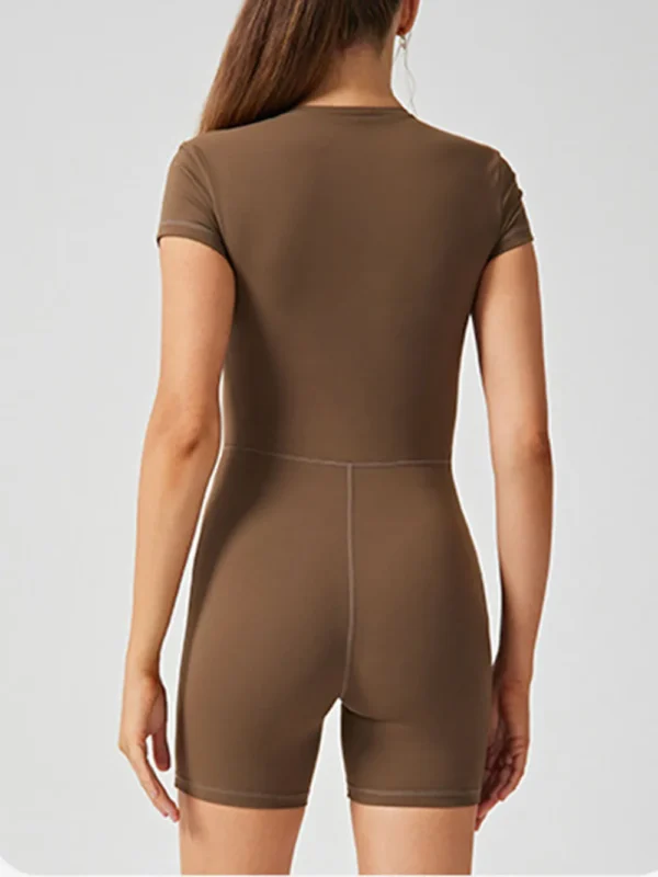 537464837 Half Zip Short Sleeve Active Romper