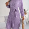 Ditsy Floral Tie Waist Pleated Dress