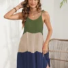 Color Block Spaghetti Strap Cover-Up Dress