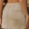 Pocketed Elastic Waist Denim Skirt