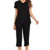 V-Neck Short Sleeve Top and Pants Lounge Set