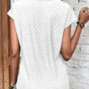 Eyelet V-Neck Cap Sleeve Blouse