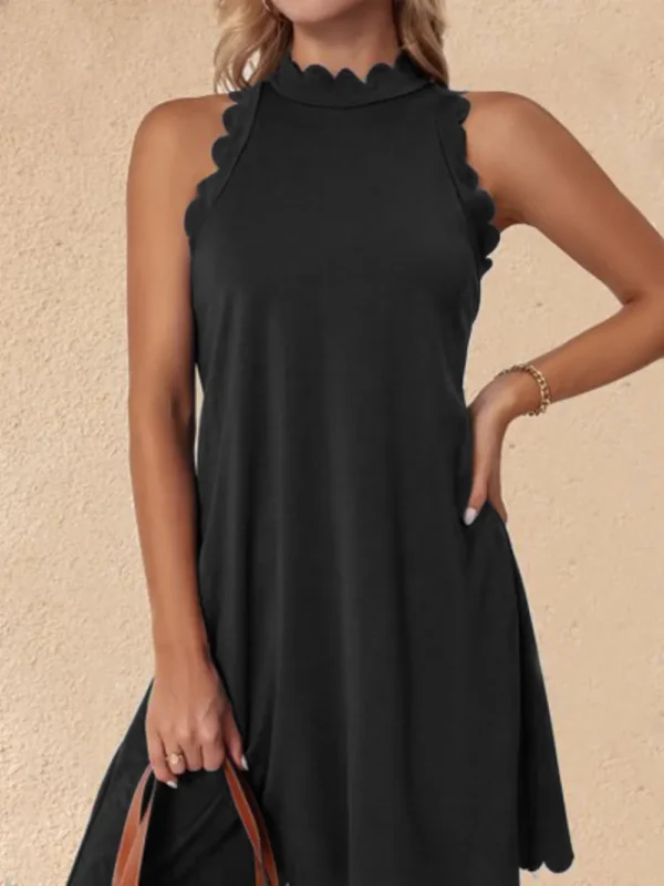 537464793 Mock Neck Sleeveless Mini Dress
