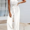 Tied Cutout Tube Wide Leg Jumpsuit