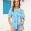 Printed Collared Neck Short Sleeve Shirt