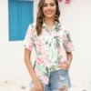 Printed Collared Neck Short Sleeve Shirt