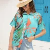 Printed Collared Neck Short Sleeve Shirt