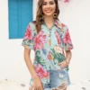 Printed Collared Neck Short Sleeve Shirt