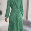 Ditsy Floral Tie Waist Pleated Dress