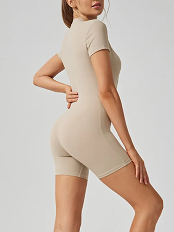 537464845 Half Zip Short Sleeve Active Romper