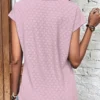 Eyelet V-Neck Cap Sleeve Blouse