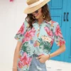 Printed Collared Neck Short Sleeve Shirt