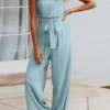 Tied Cutout Tube Wide Leg Jumpsuit