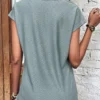 Eyelet V-Neck Cap Sleeve Blouse
